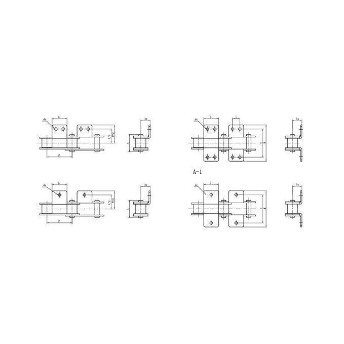 Tilbehør for transportbånd med dobbel pitch