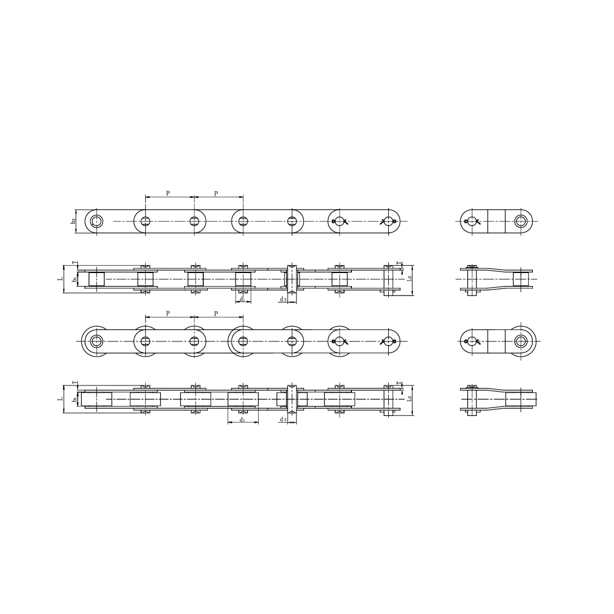 Transportørkjeder i rustfritt stål med dobbel pitch