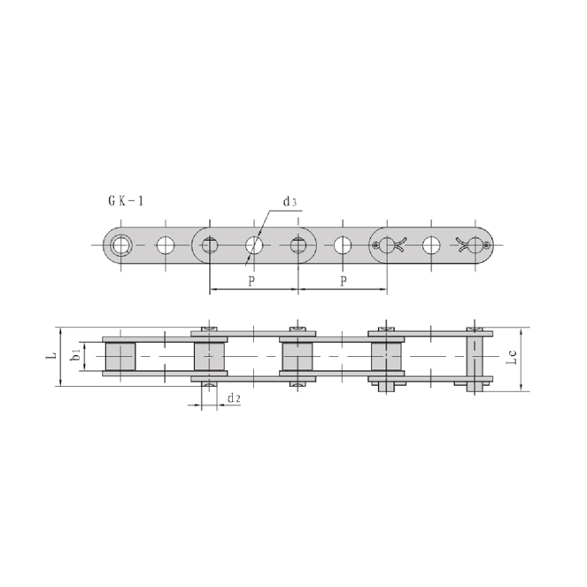 Doble transportbåndkjeder med sentrale hull