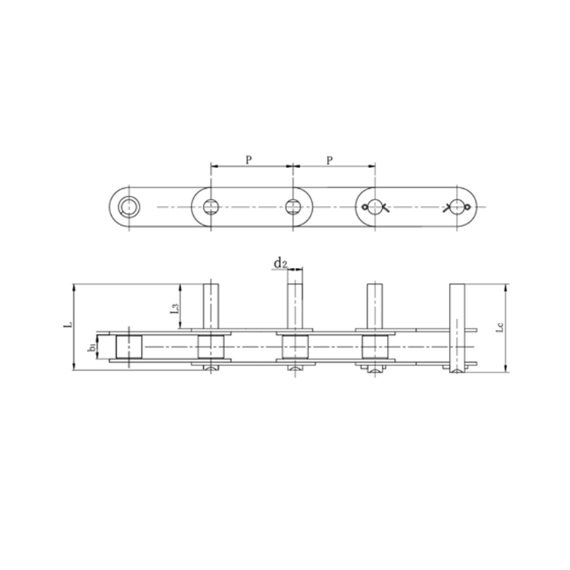 Transportørkjeder med dobbel pitch med forlengede pinner